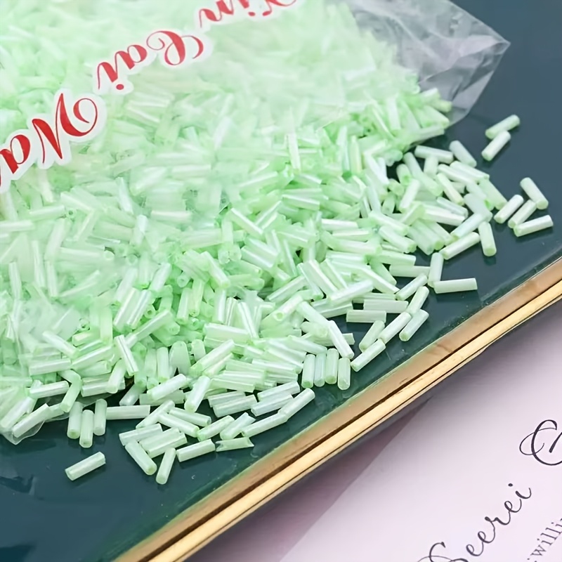 360pcs Cream Colored Glass Tube Beads for DIY Jewelry Making